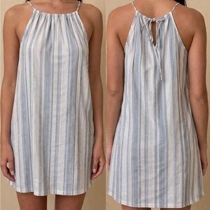 Cupshe Striped Mini Dress Size Medium Blue White Tie Back Adjustable Straps